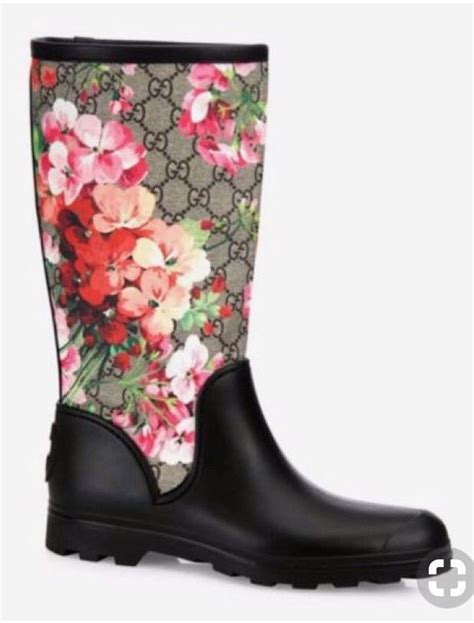 gucci rain boots floral|gucci print thigh high boots.